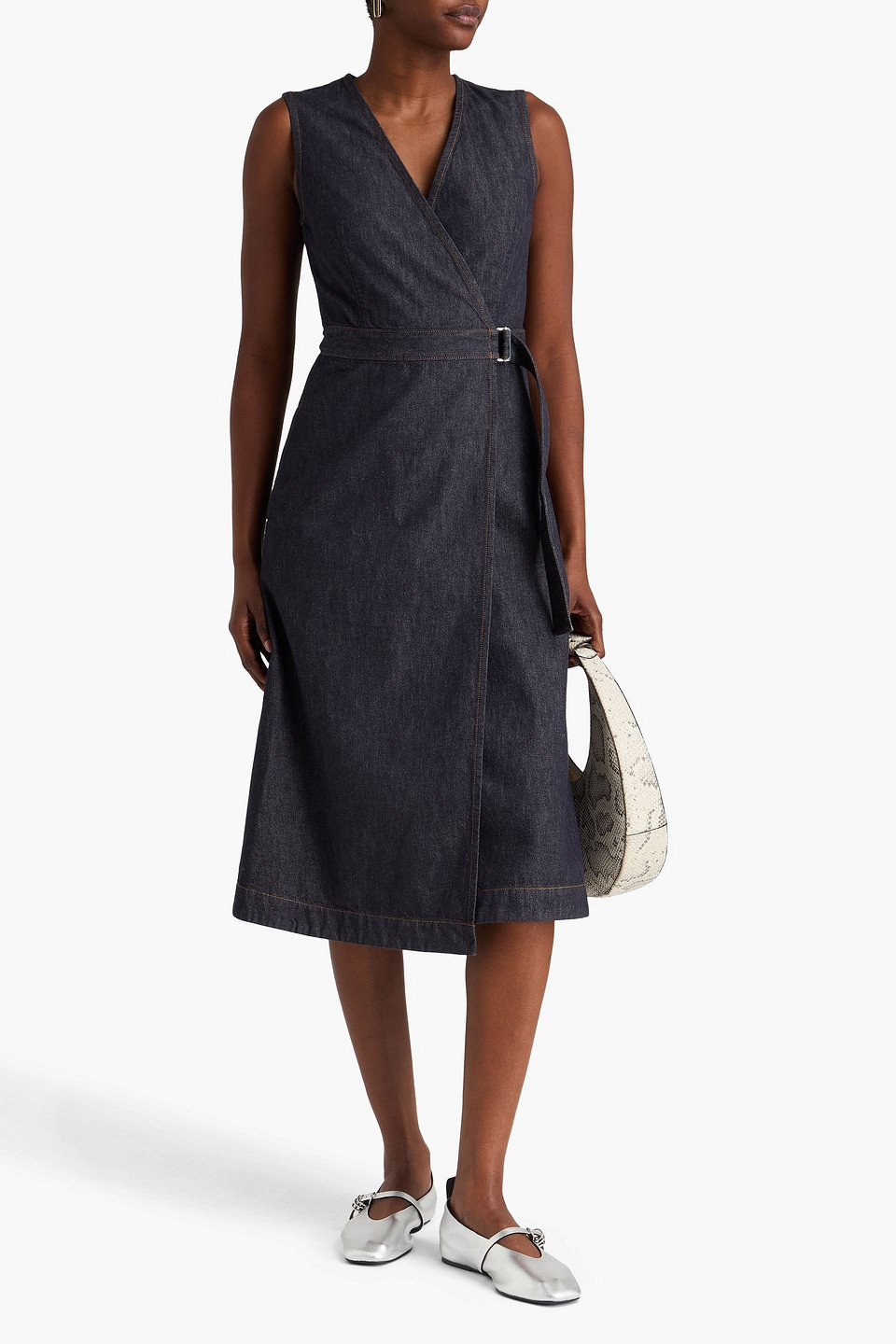  Theory - Midi-wickelkleid Aus Denim - Blau - Us 12 