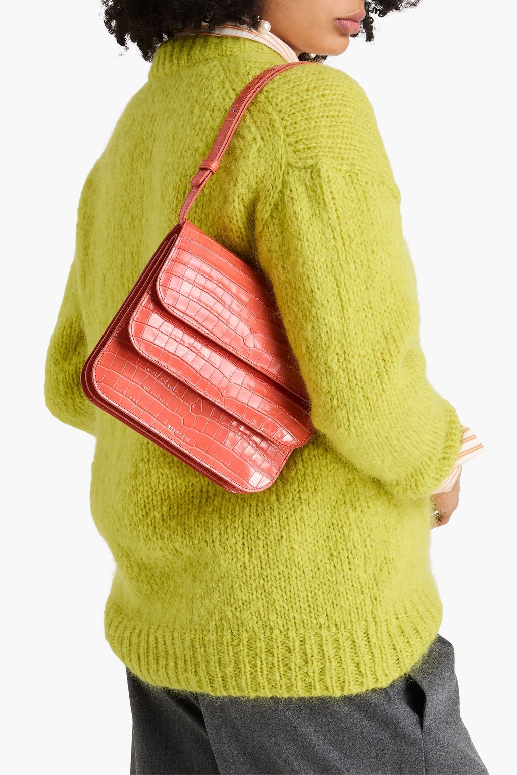 REJINA PYO حقيبة كتف "آنا" من الجلد بنقشة جلد التمساح