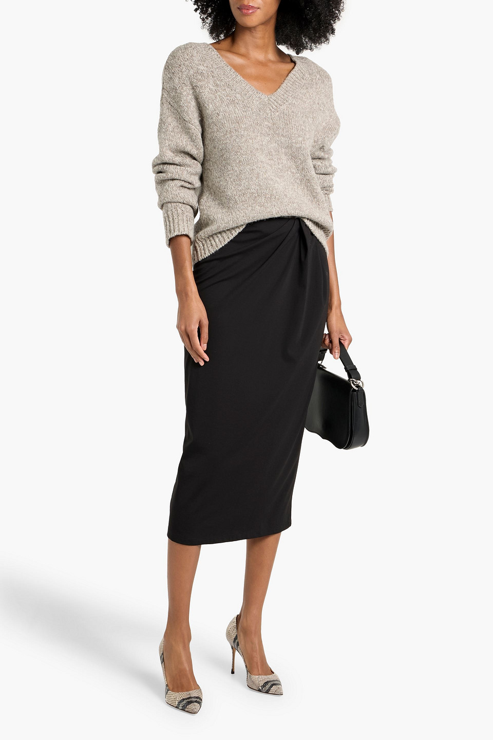 Weekend Max Mara Hans Stretch-jersey Midi Pencil Skirt In Multi
