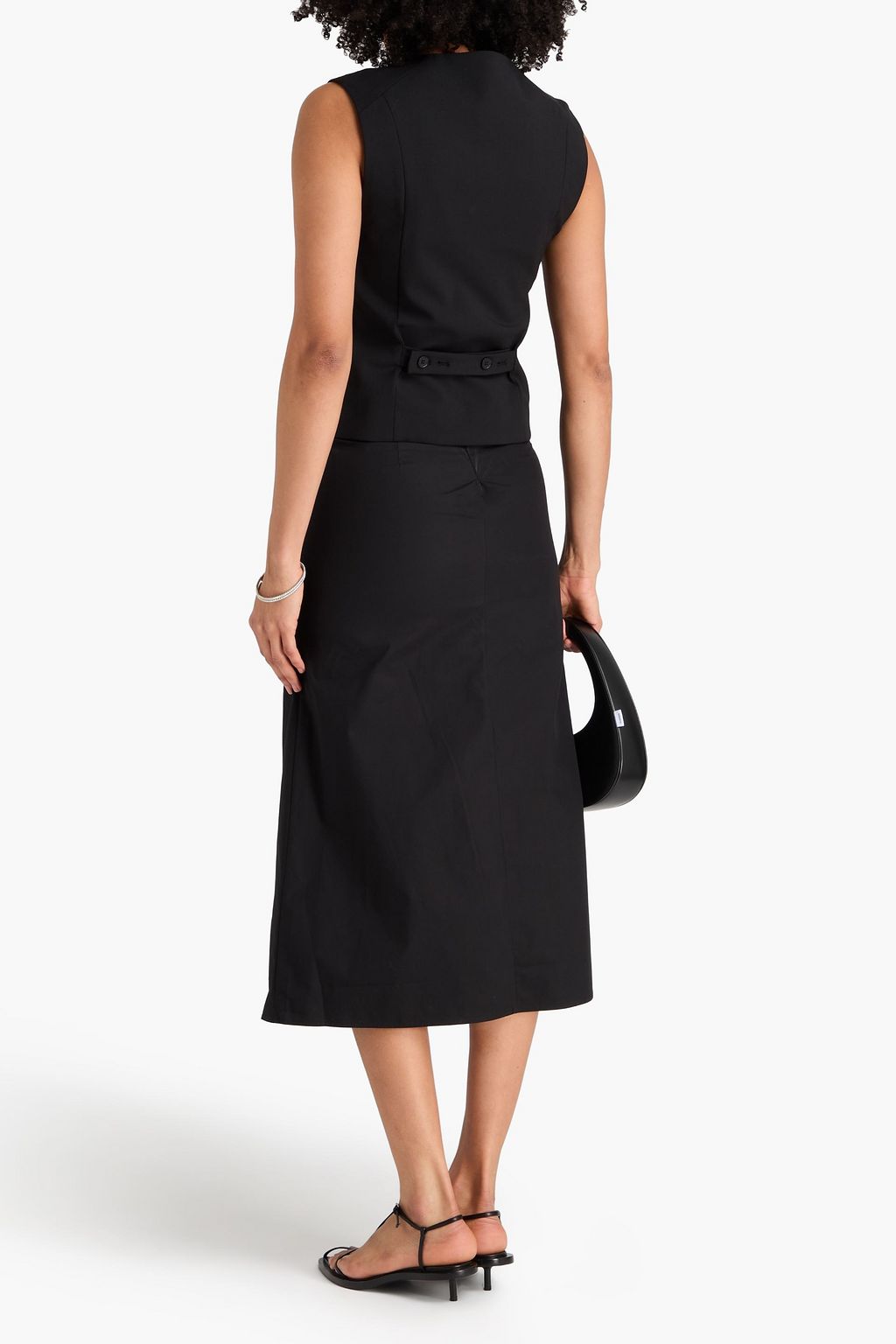 TOTEME Belted cotton-poplin midi skirt