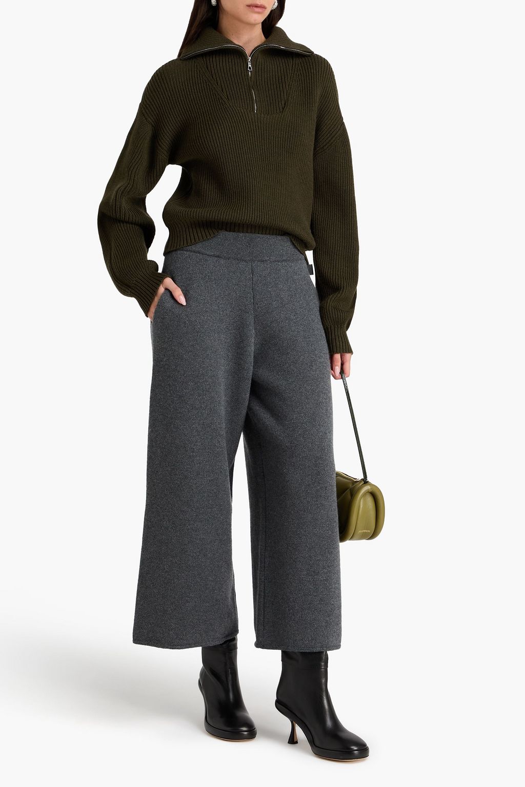 LOEWE Cropped cashmere wide-leg pants