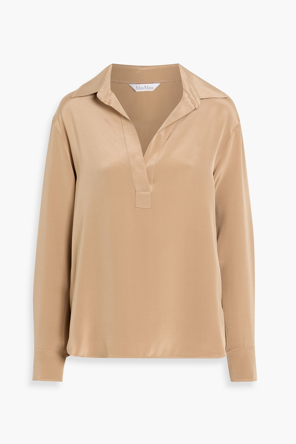 Max Mara Zanzero Silk Crepe De Chine Blouse In Brown