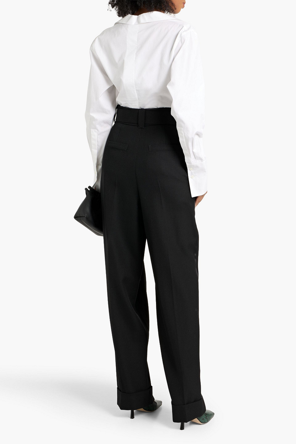 Max Mara Street Belted Wool Tapered Pants In Multi