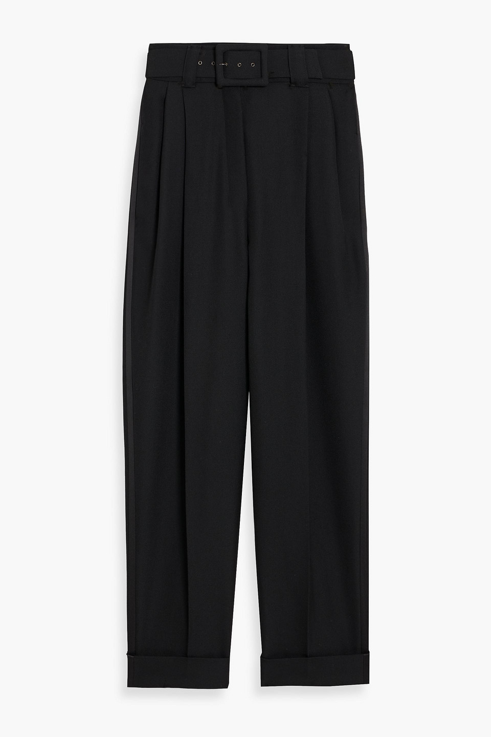 Max Mara Street Belted Wool Tapered Pants In Multi