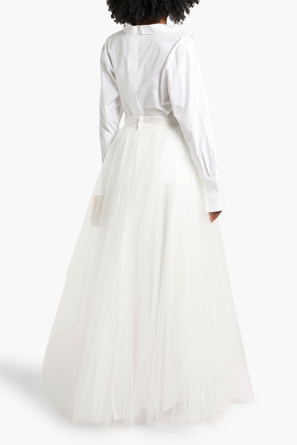 Max Mara Gomito Gathered Tulle Maxi Skirt In White