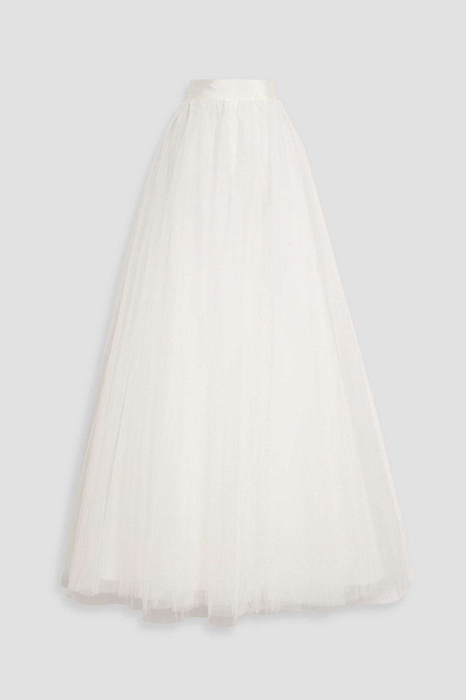 Max Mara Gomito Gathered Tulle Maxi Skirt In White