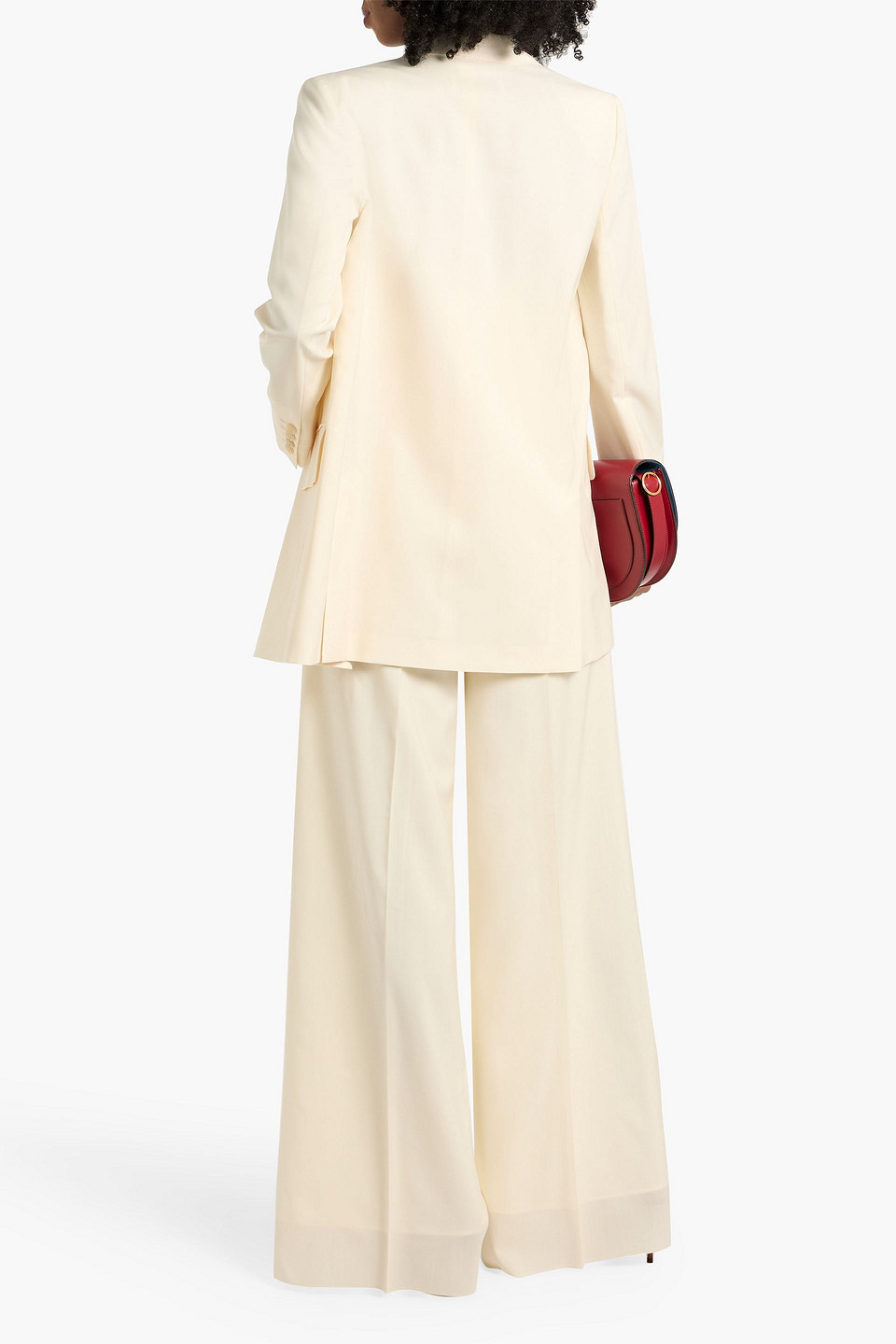 Max Mara Elegia Double-breasted Wool-crepe Blazer In Neutral