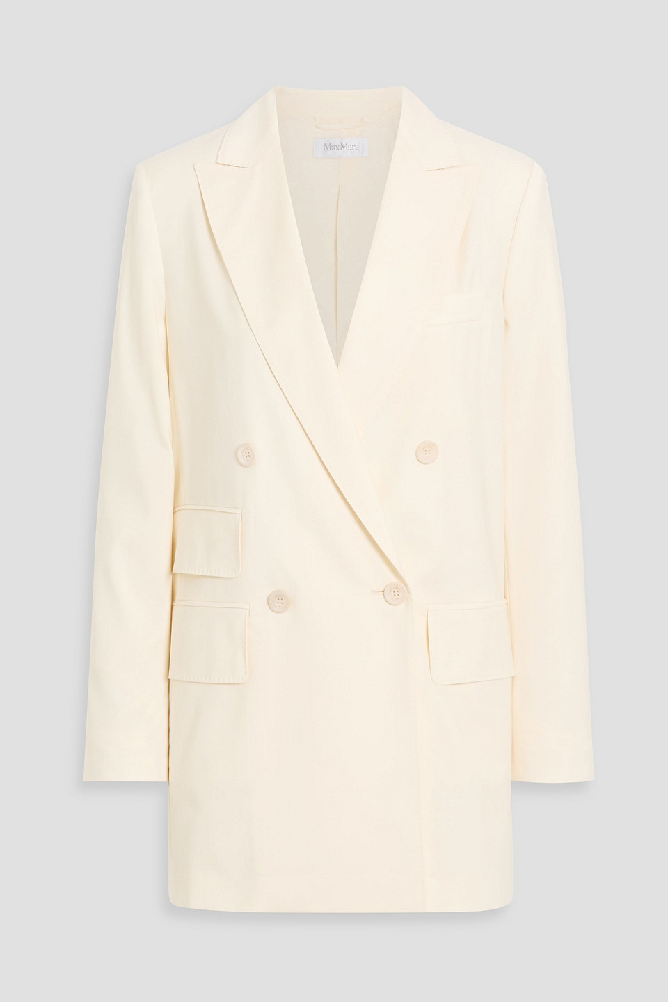 Max Mara Elegia Double-breasted Wool-crepe Blazer In White