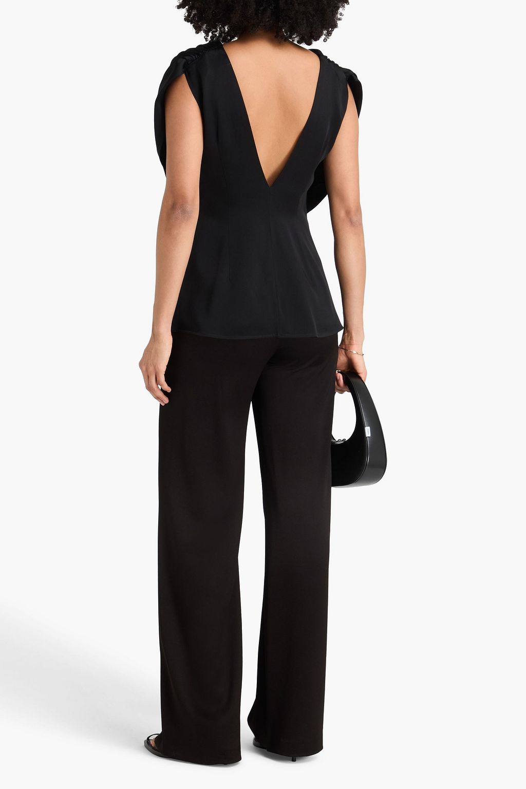 JIL SANDER Gathered satin-crepe top