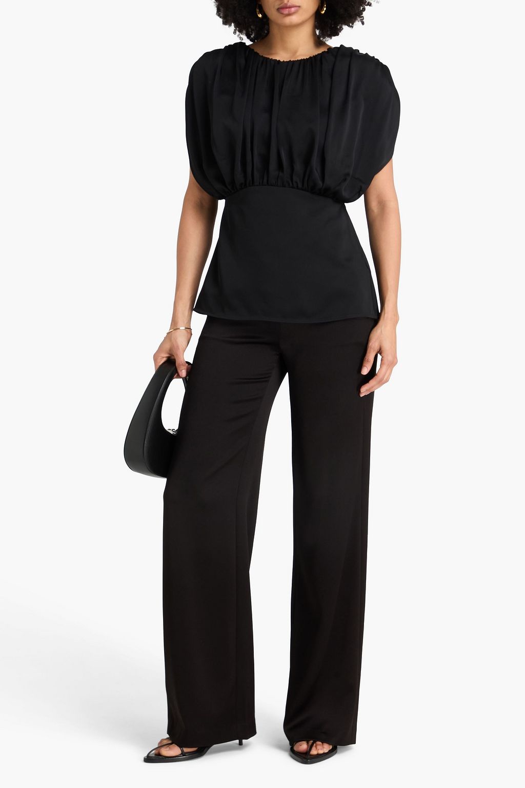 JIL SANDER Gathered satin-crepe top