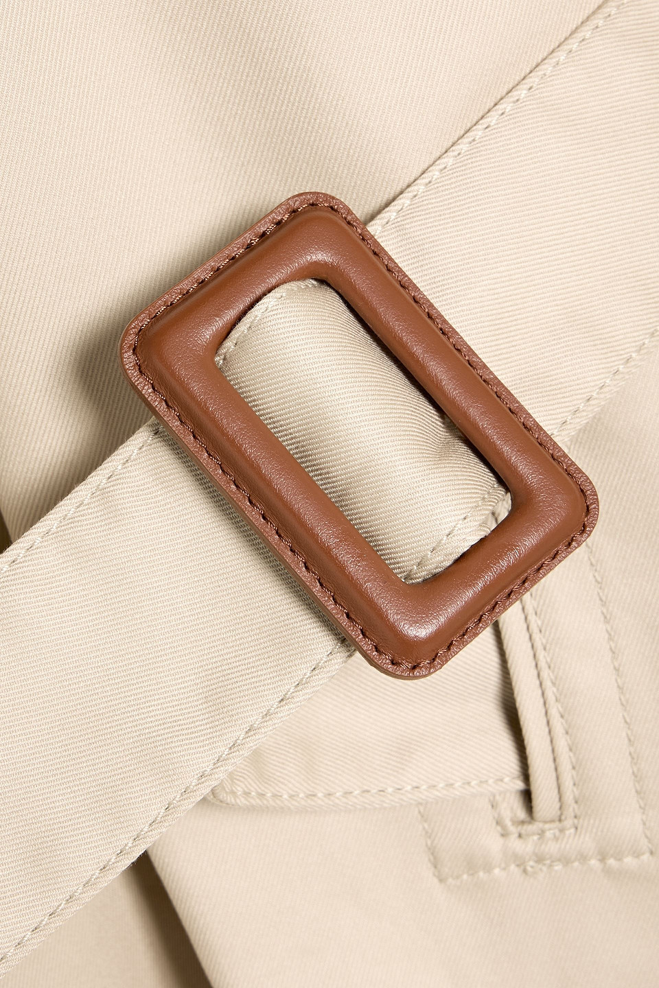 Max Mara Agape Belted Cotton-twill Jacket In Neutral