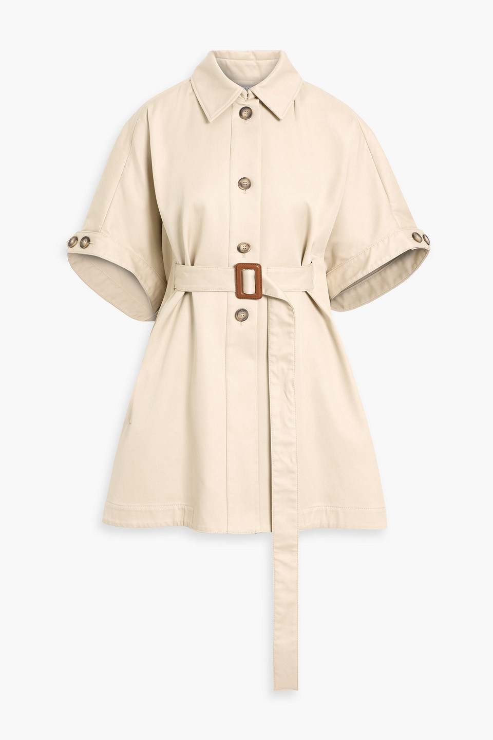 Max Mara Agape Belted Cotton-twill Jacket In Neutral