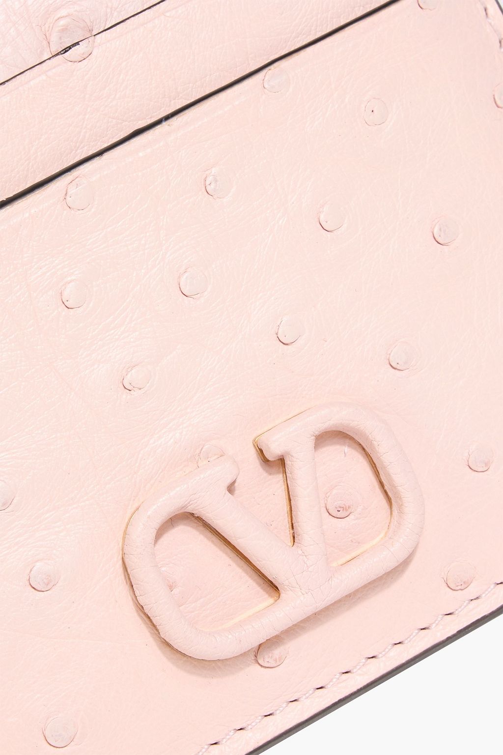 VALENTINO GARAVANI VLOGO Signature ostrich-effect leather cardholder