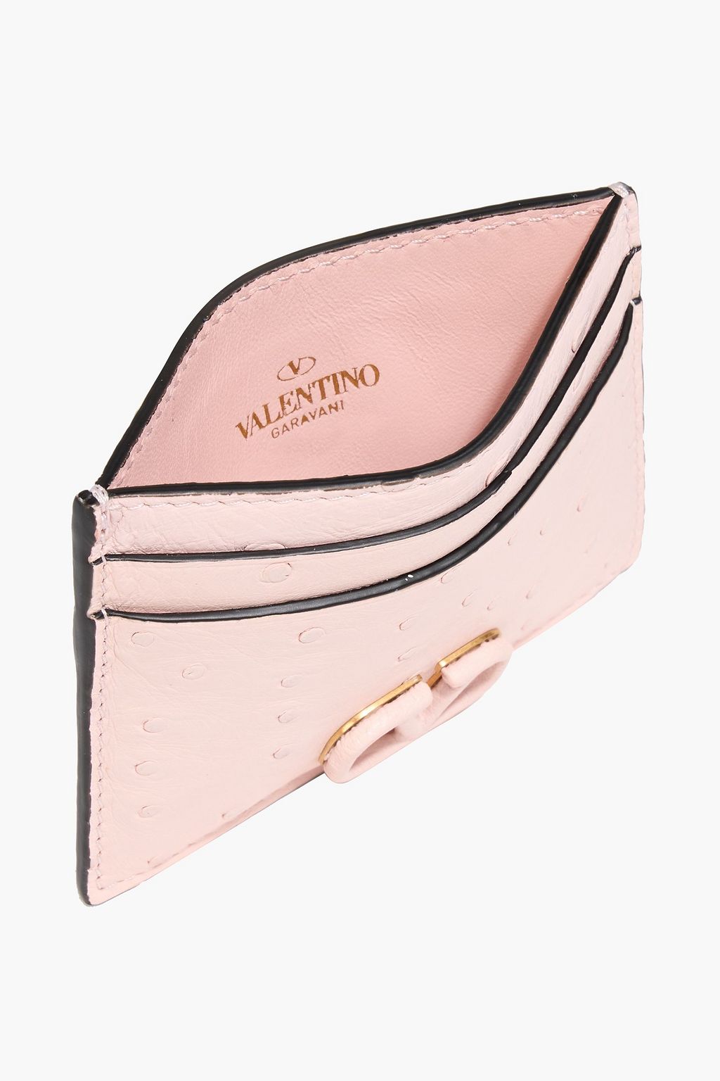 VALENTINO GARAVANI VLOGO Signature ostrich-effect leather cardholder