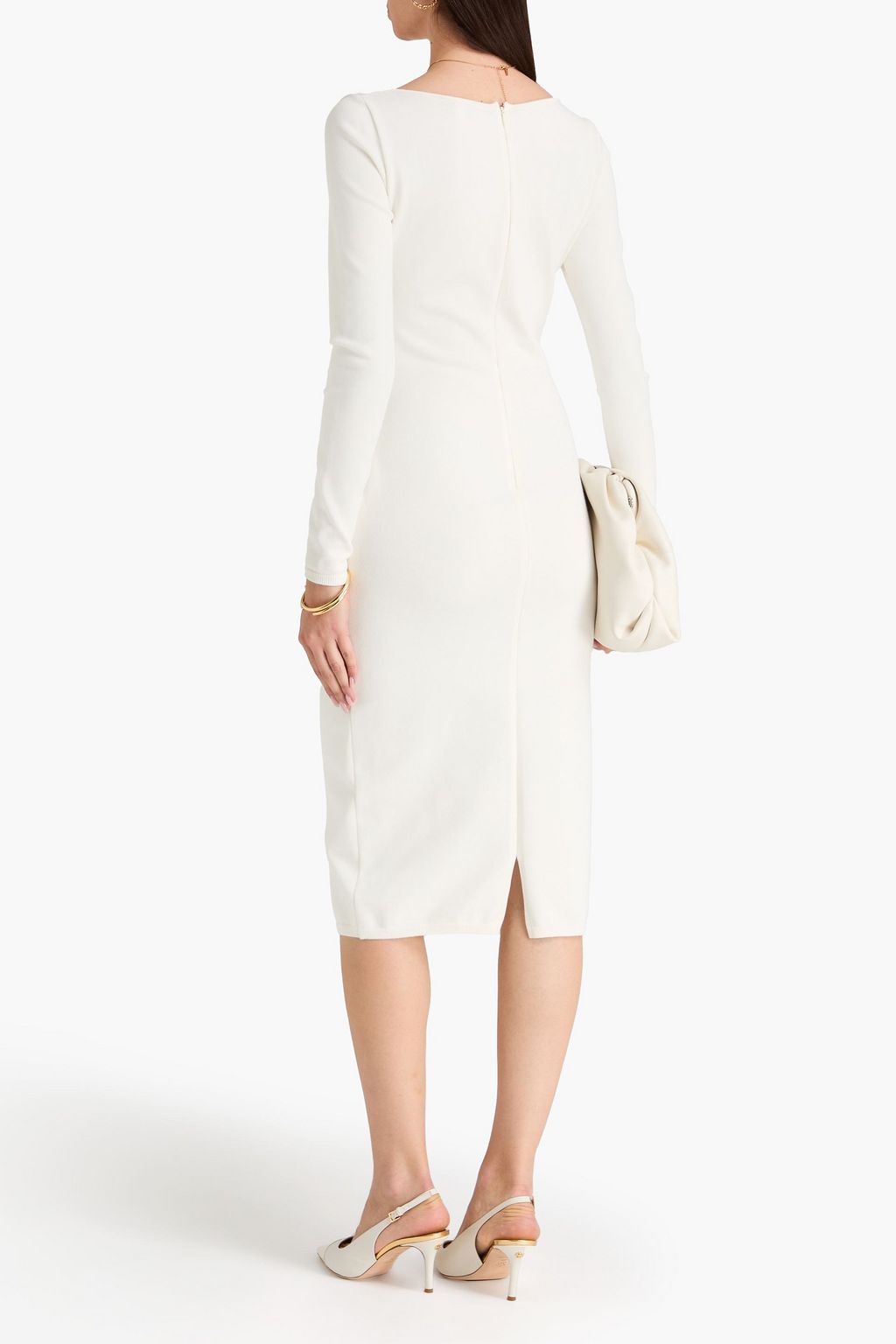 Cutout knitted midi dress - ivory - IT 42 Cutout knitted midi dress - ivory - IT 42