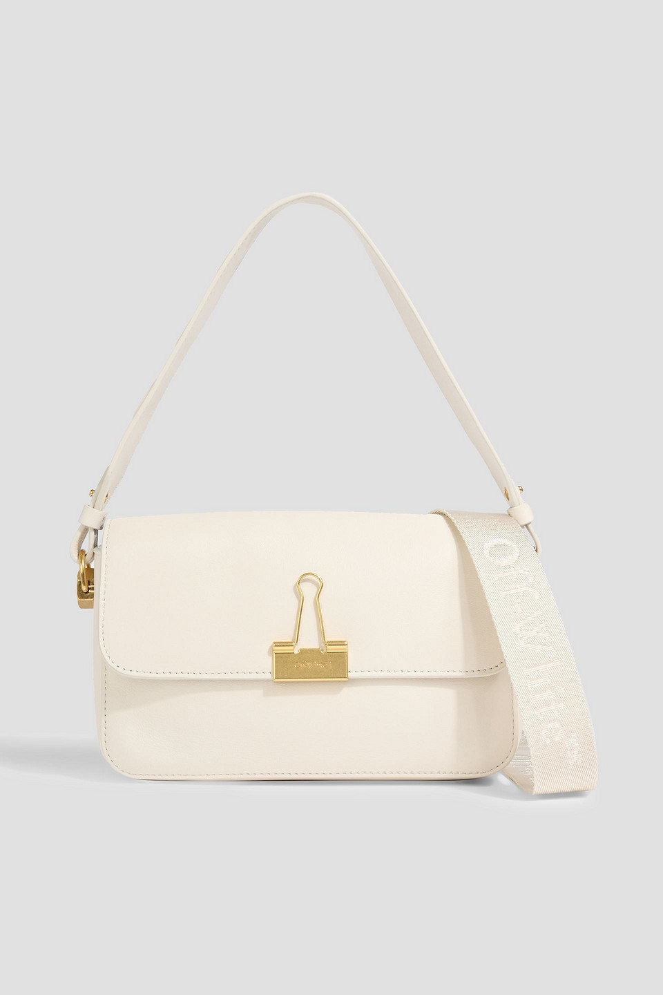 Off-white Binder Leather Shoulder Bag In White