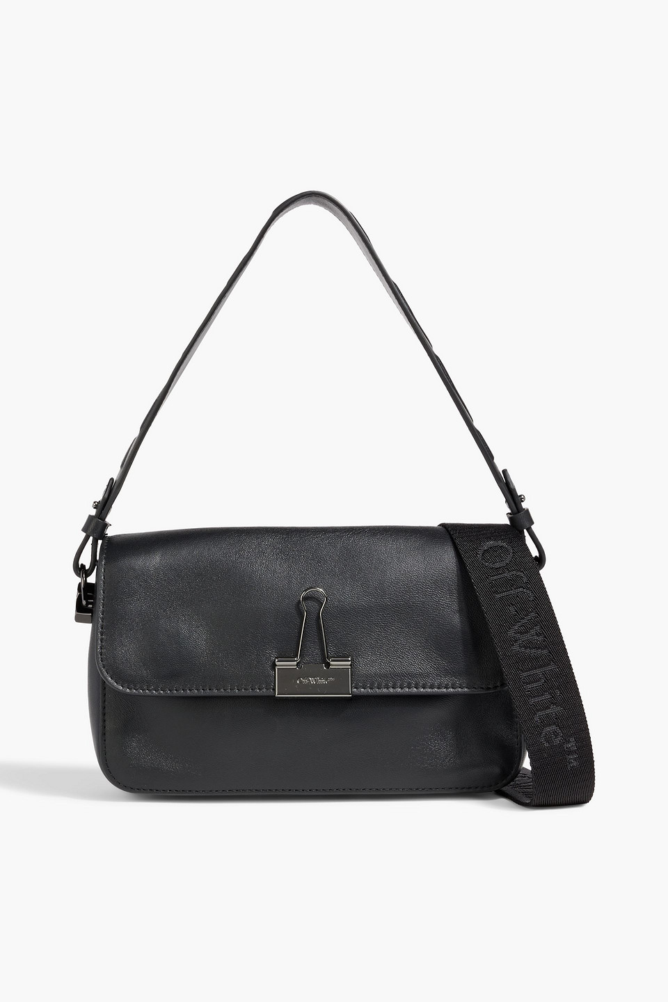 Off-white Binder Leather Shoulder Bag In Black
