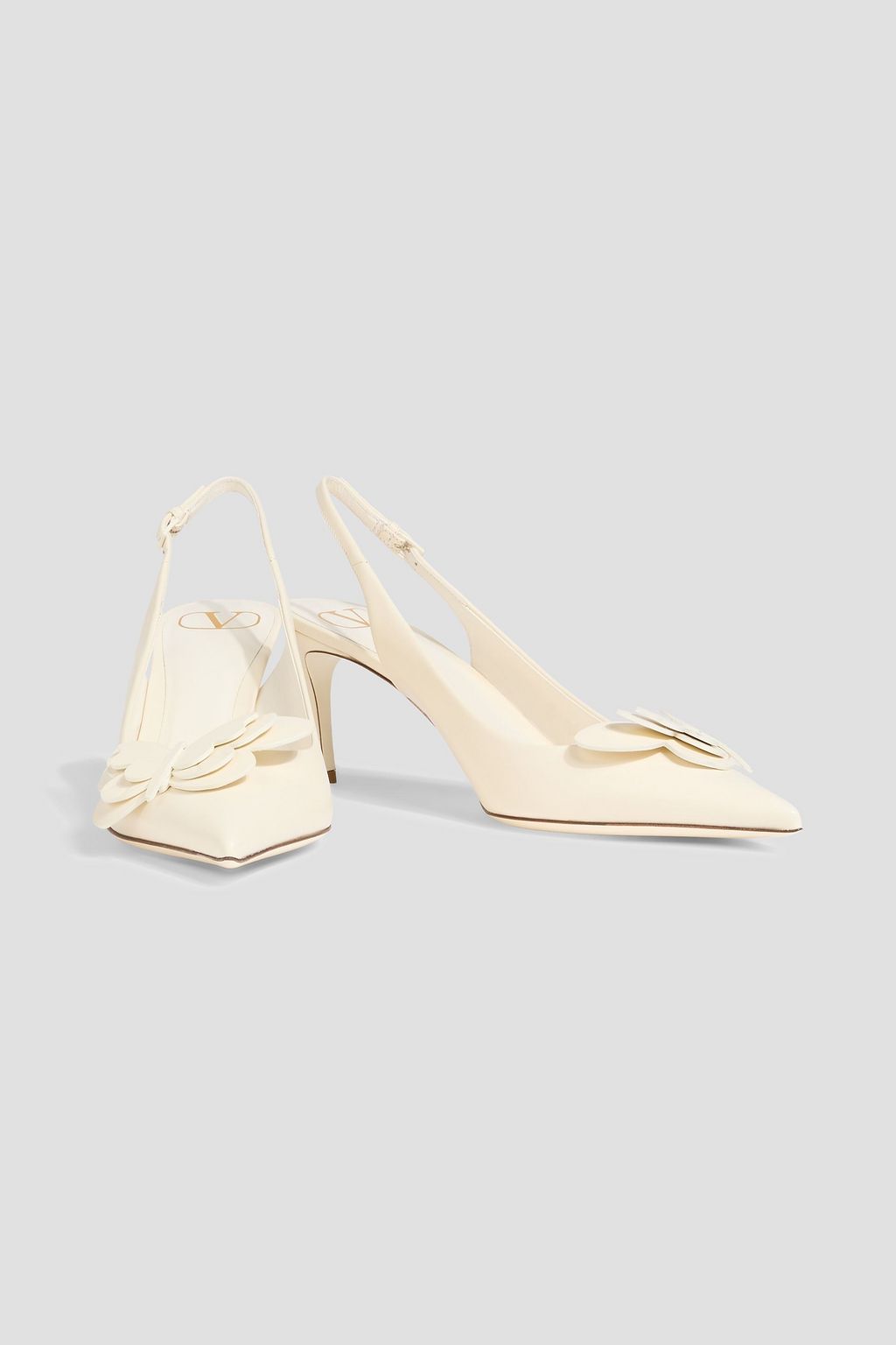 VALENTINO GARAVANI Appliquéd leather slingback pumps