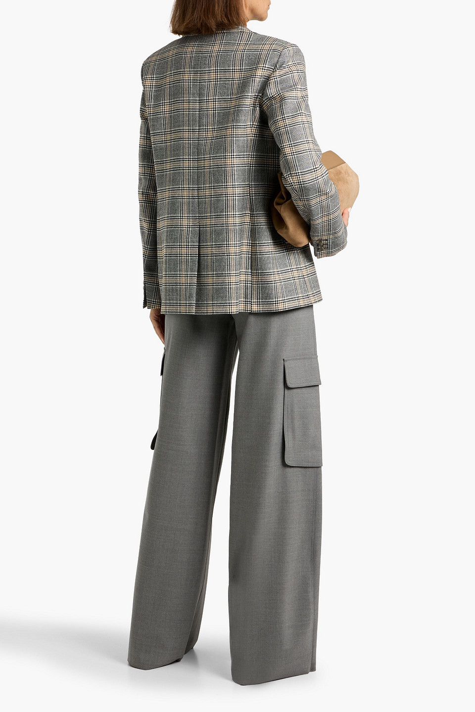 Weekend Max Mara Rivolo Double-breasted Checked Wool-tweed Blazer In Gray