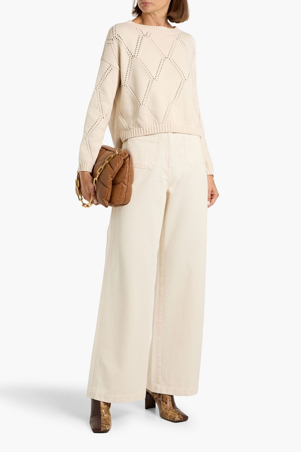 WEEKEND MAX MARA Abbozzi pointelle-knit cotton-blend sweater