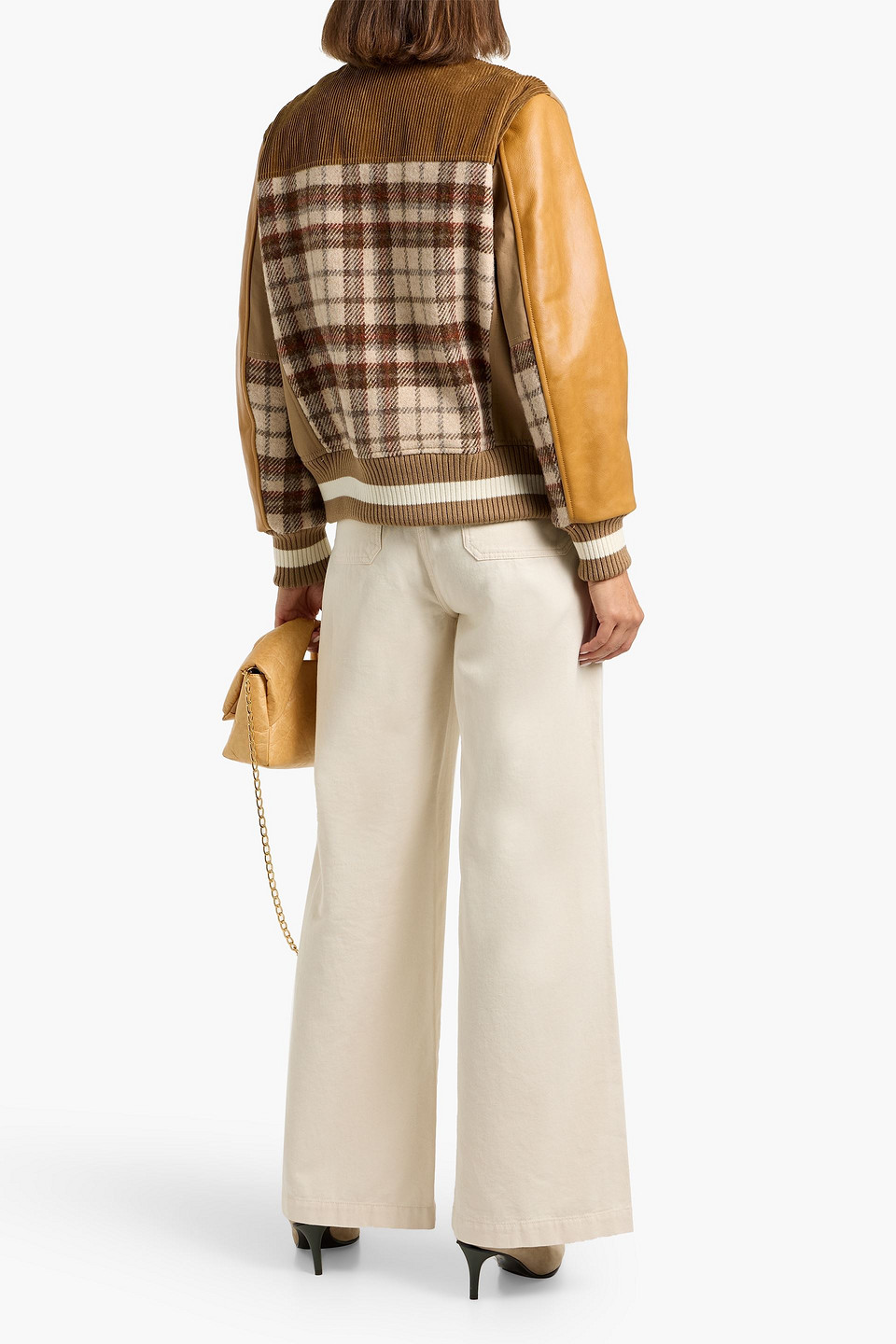 Weekend Max Mara Nerone Leather, Wool-felt And Tweed Bomber Jacket In Multi