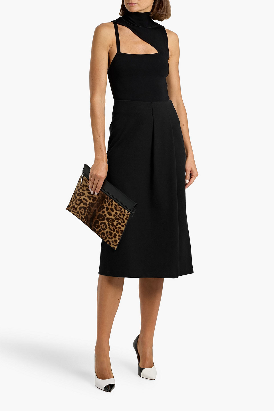 Weekend Max Mara Deborah Draped Flannel Midi Skirt In Black