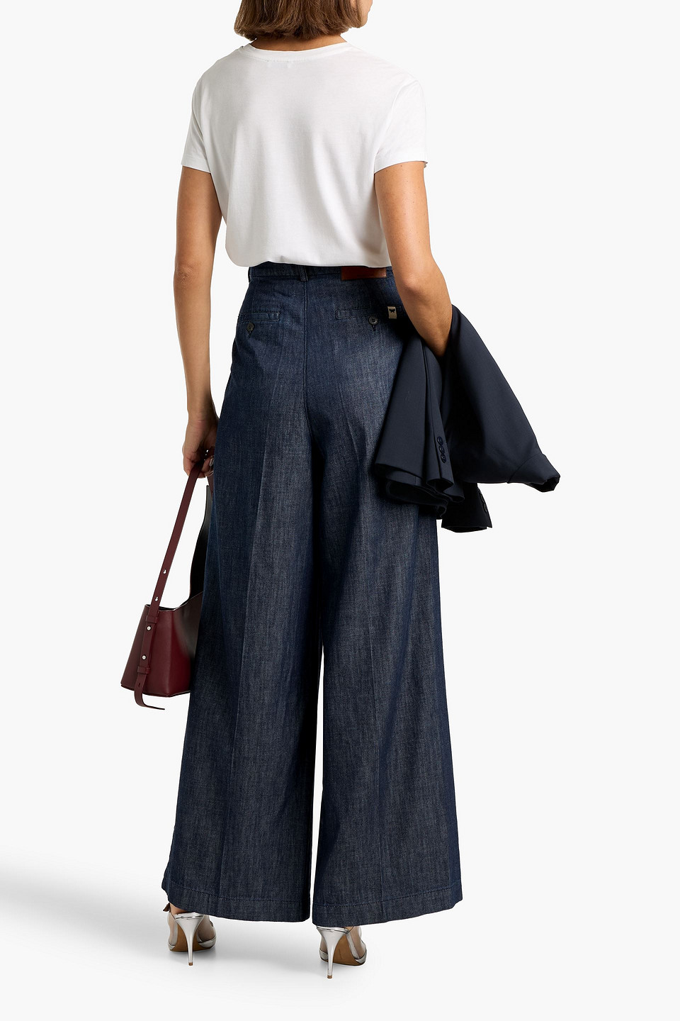 Weekend Max Mara Fuxia Pleated High-rise Wide-leg Jeans In Blue