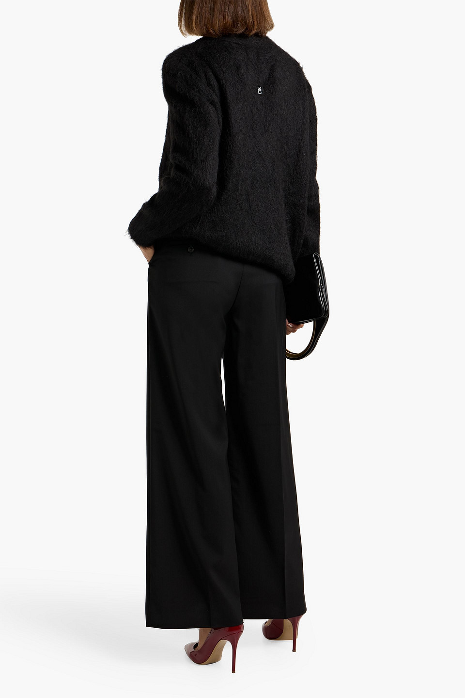 Weekend Max Mara Visivo Wool-crepe Wide-leg Pants In Black