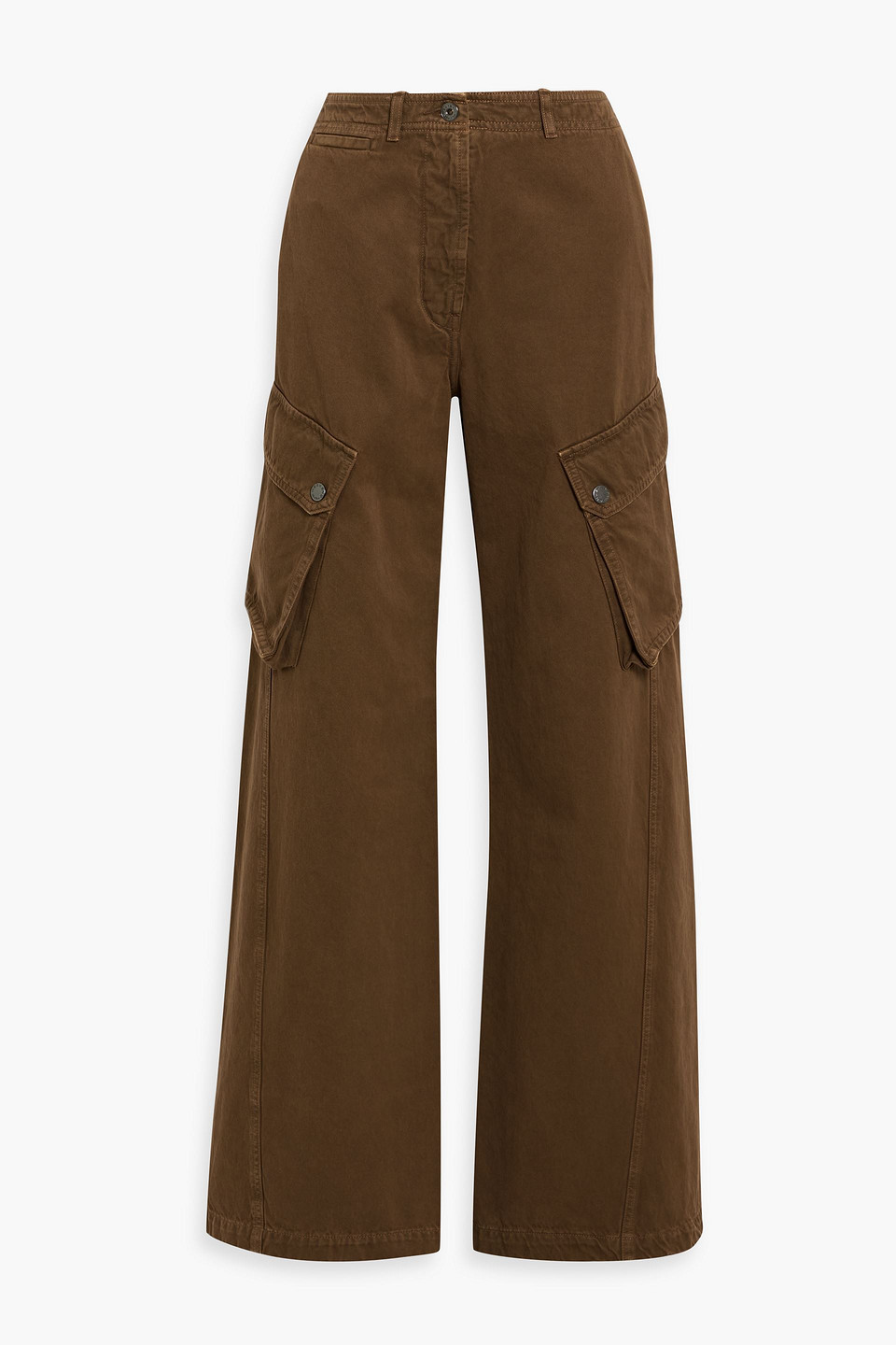 Weekend Max Mara Elvy Cotton-twill Wide-leg Cargo Pants In Brown
