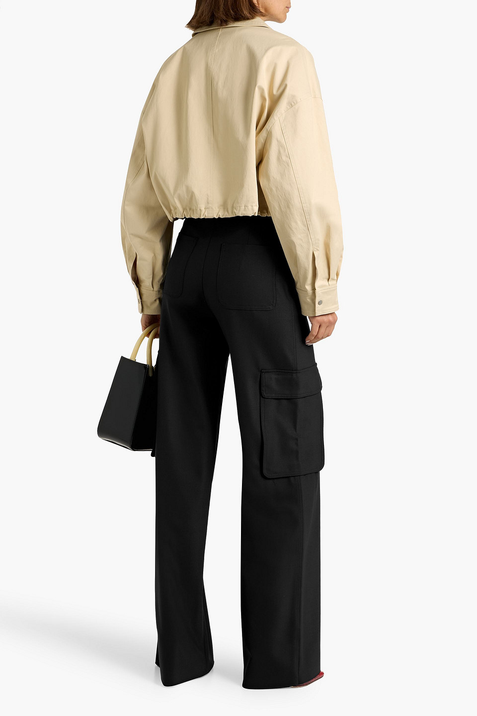 Max Mara Ghiera Wool-blend Wide-leg Cargo Pants In Black
