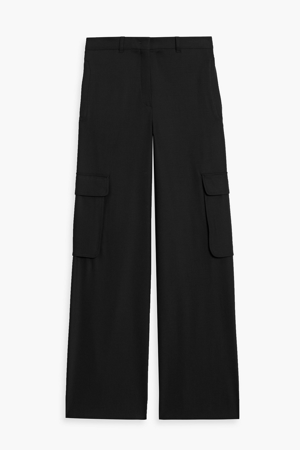 Max Mara Ghiera Wool-blend Wide-leg Cargo Pants In Black