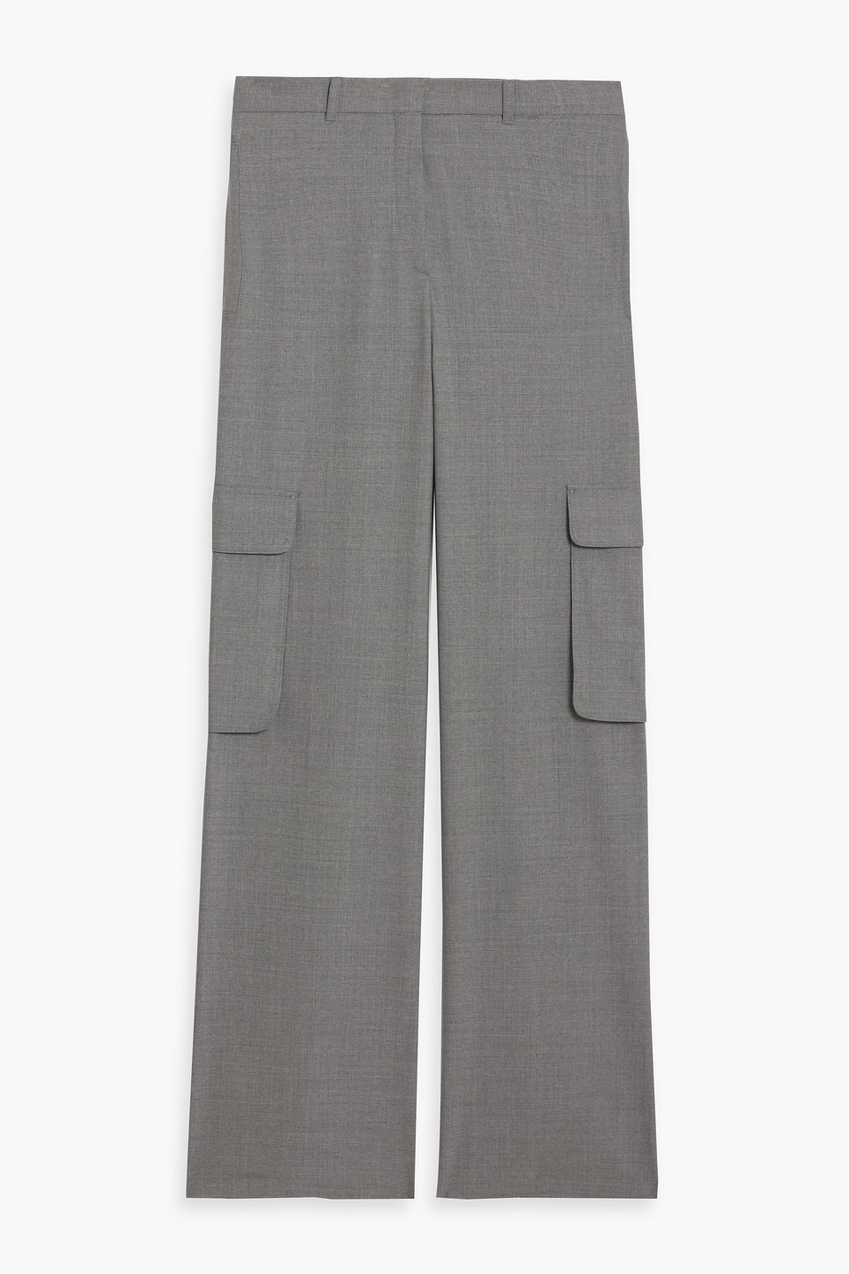Max Mara Ghiera Wool-blend Wide-leg Cargo Pants In Gray