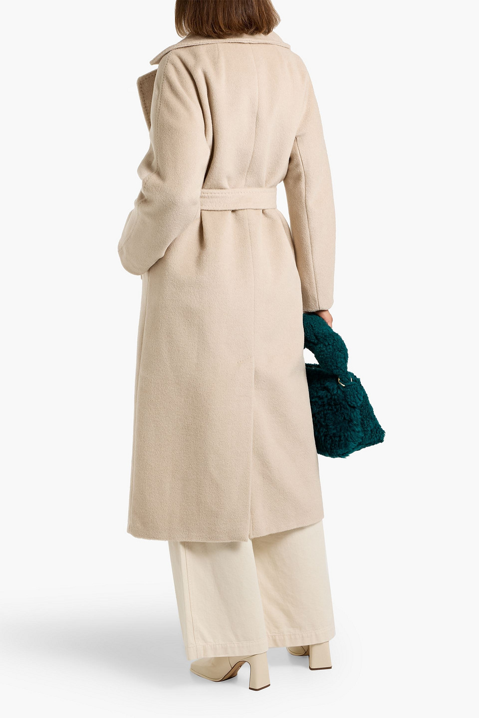 Weekend Max Mara Tempera Belted Brushed-felt Coat In Gray