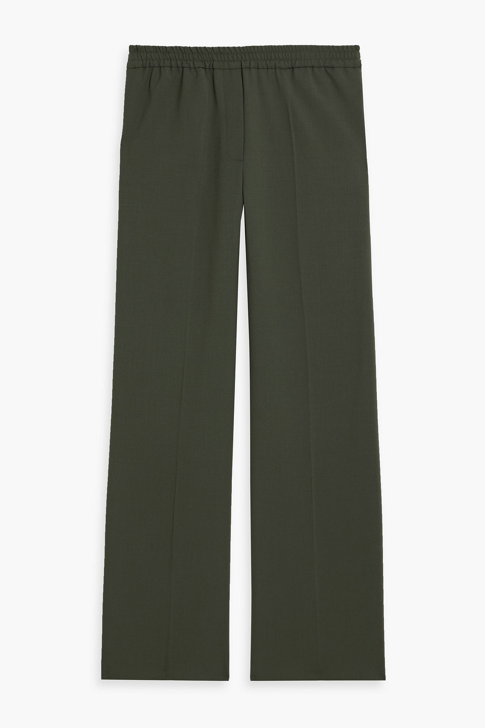 Weekend Max Mara Petra Twill Wide-leg Pants In Green