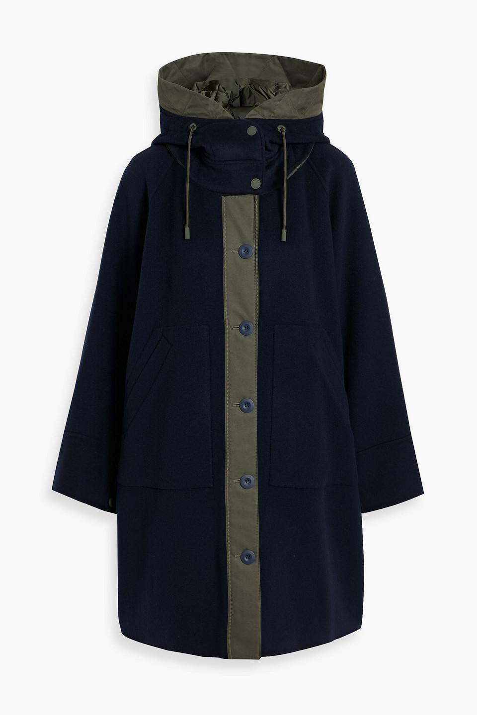 Weekend Max Mara Chicca Wool-felt And Quilted Shell Hooded Down Parka In Blue