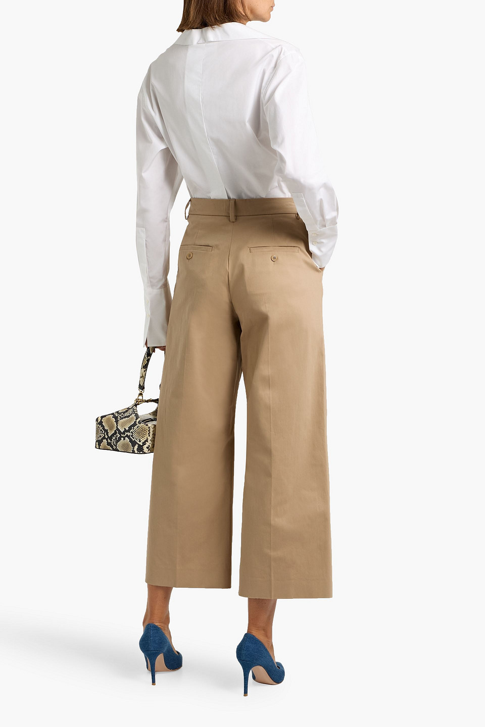 Weekend Max Mara Urial Cropped Cotton-blend Sateen Wide-leg Pants In Sand