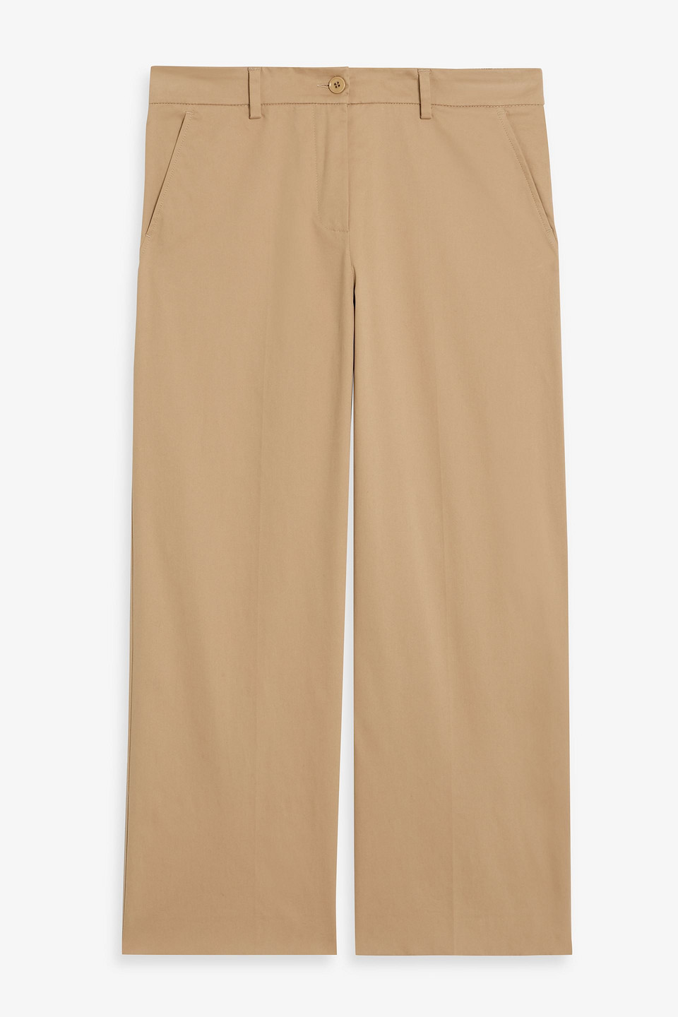 Weekend Max Mara Urial Cropped Cotton-blend Sateen Wide-leg Pants In Sand