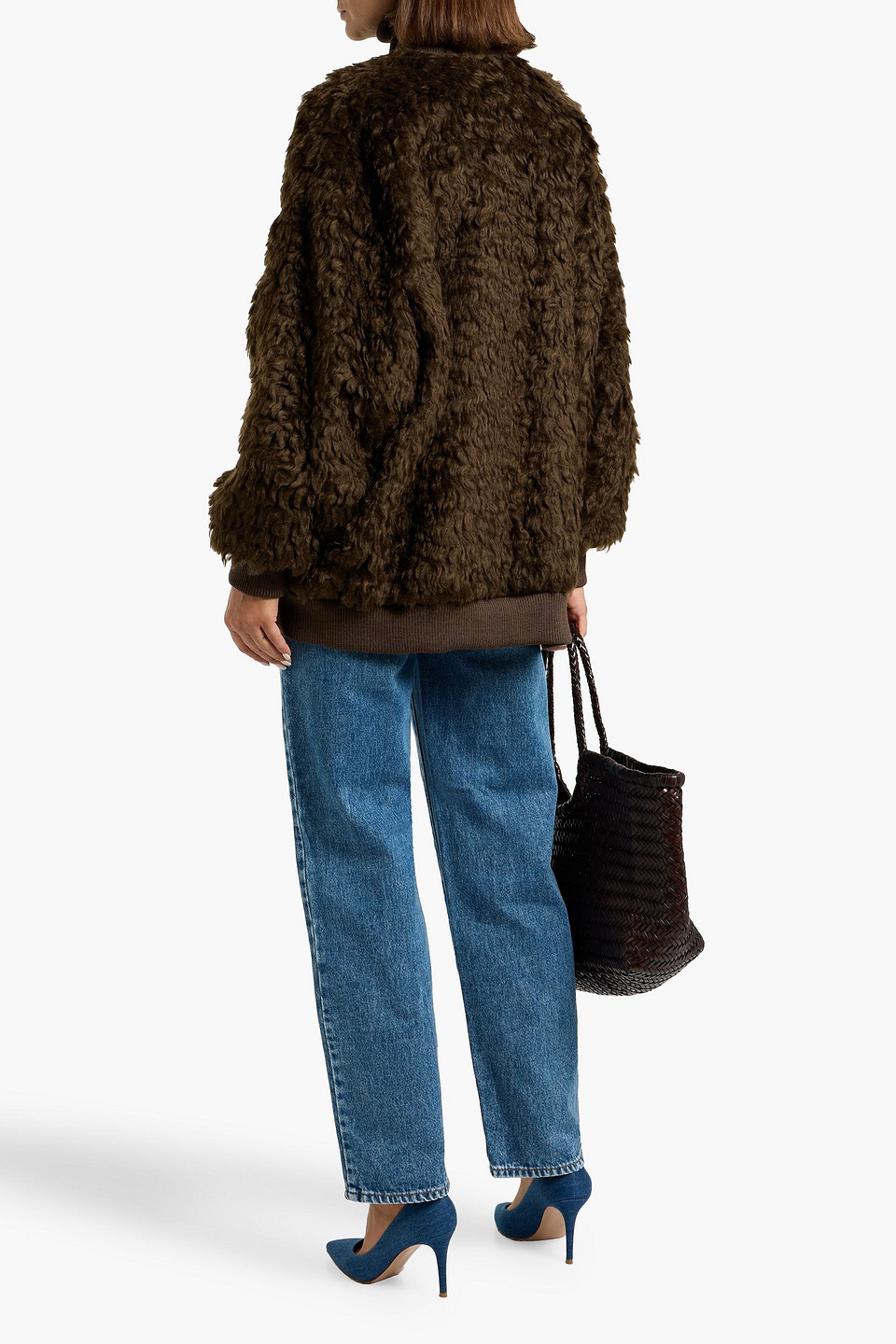 Weekend Max Mara Agiate Teddy Fleece Coat In Brown