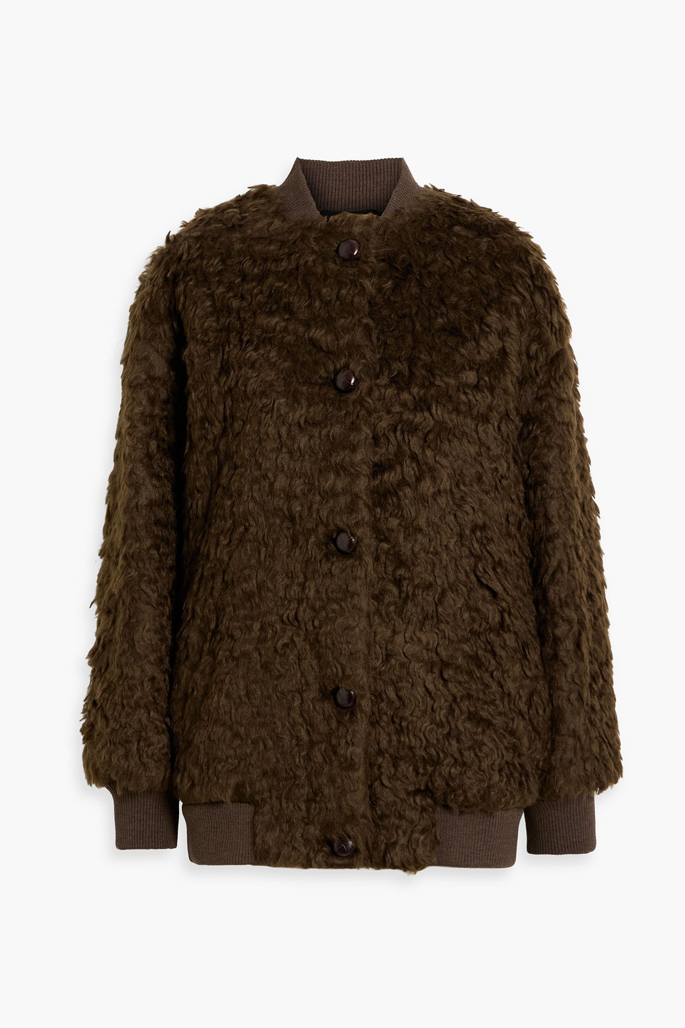 Weekend Max Mara Agiate Teddy Fleece Coat In Brown