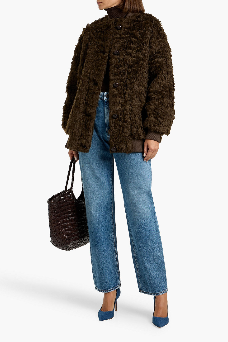 Weekend Max Mara Agiate Teddy Fleece Coat In Brown