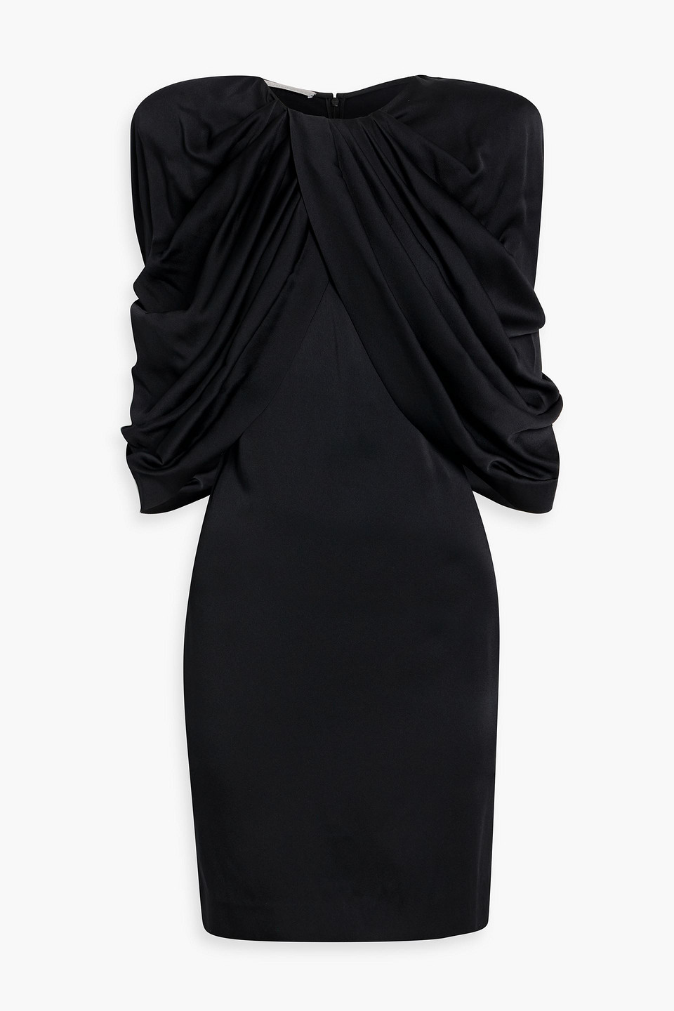 stella mccartney - layered draped satin-crepe mini dress - black - it 50