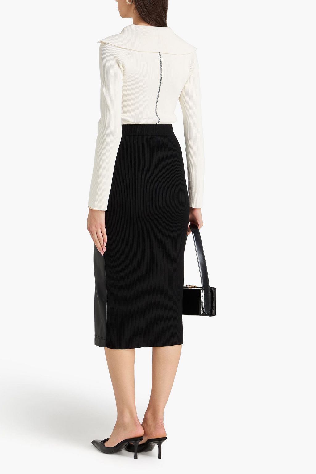 SIMKHAI Ribbed-knit polo sweater