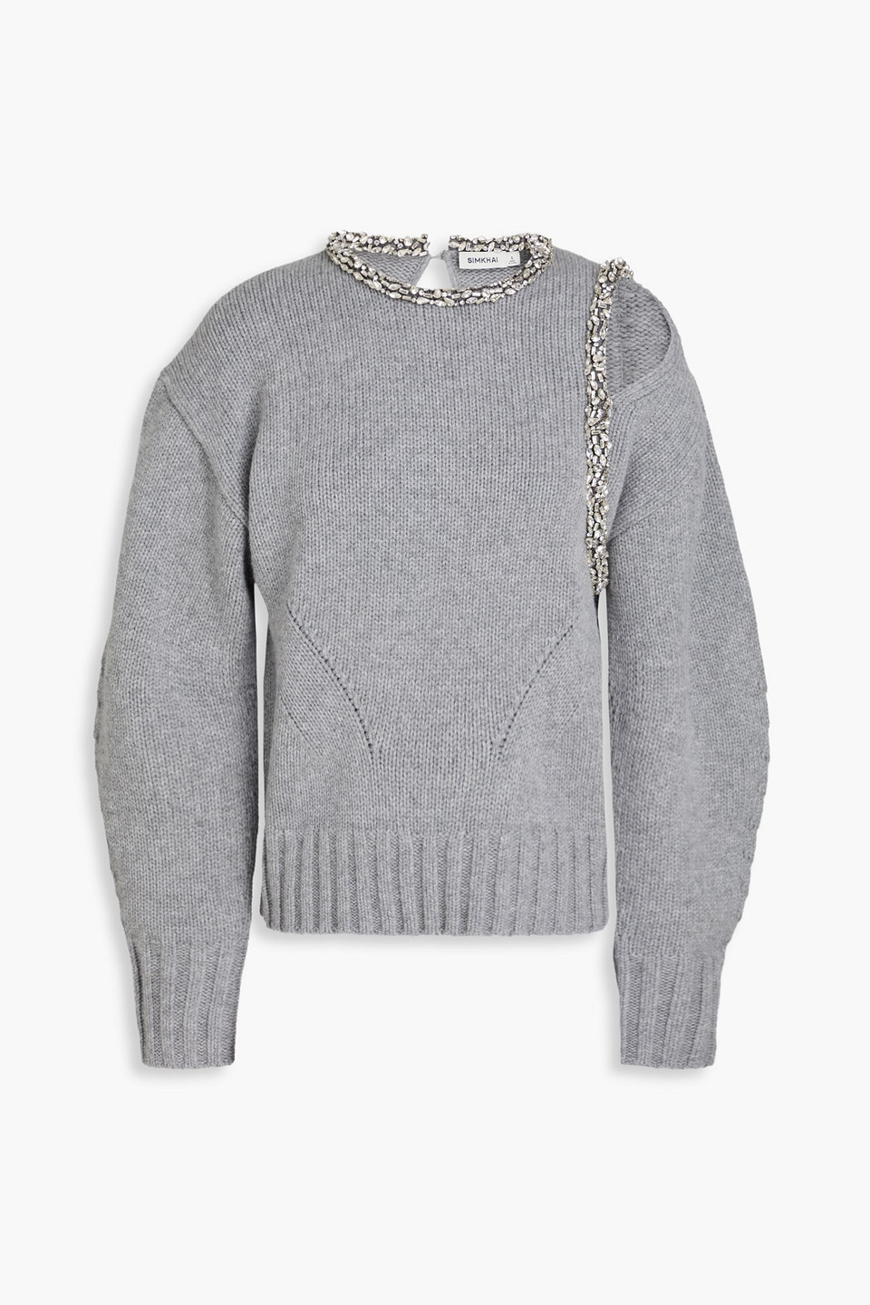simkhai - monroe cutout crystal-embellished wool-blend sweater - gray - s