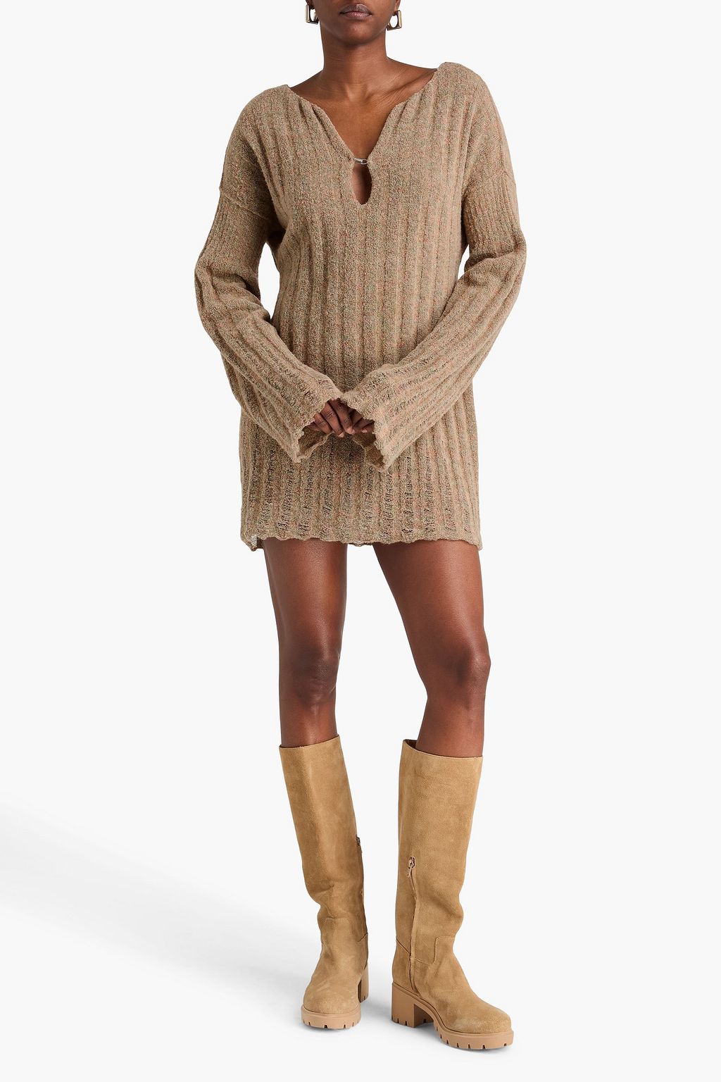 KNWLS Ribbed wool-blend mini dress