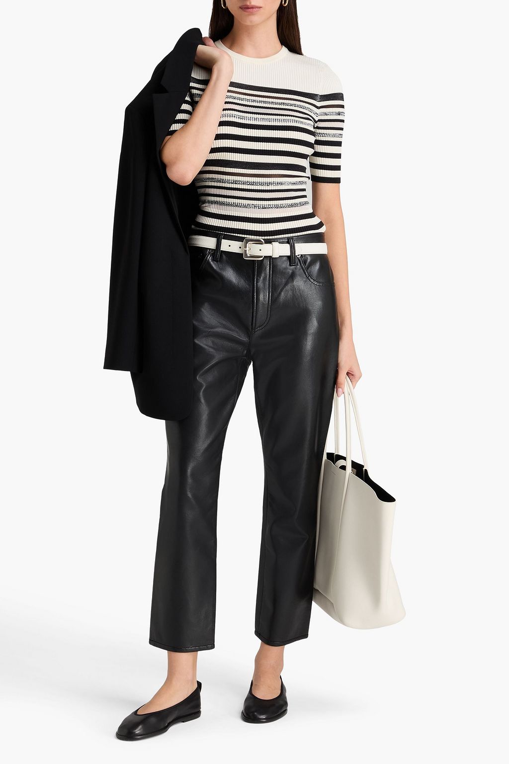 SIMKHAI 스트라이프 리브 니트 탑