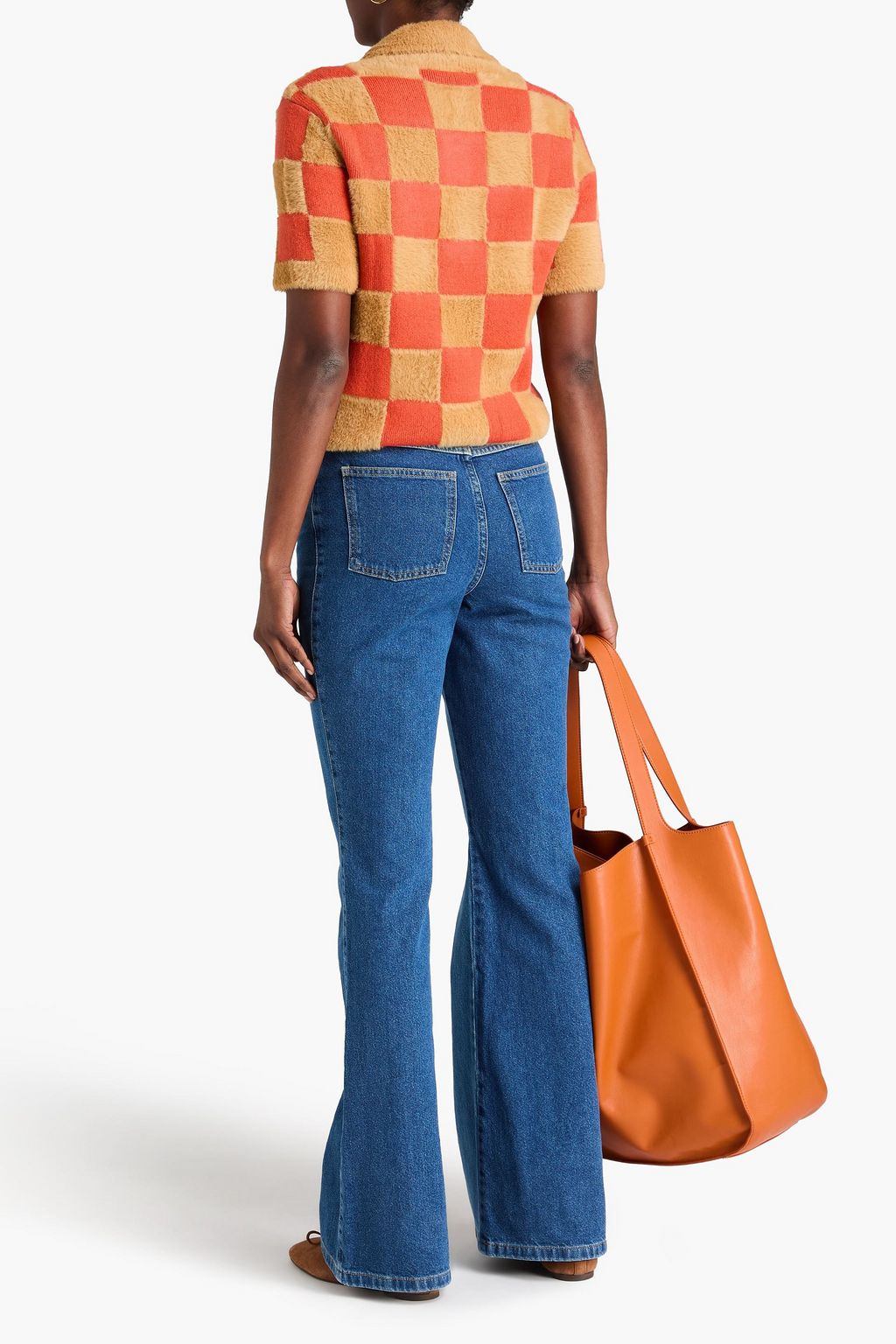 STINE GOYA Checked jacquard-knit polo sweater