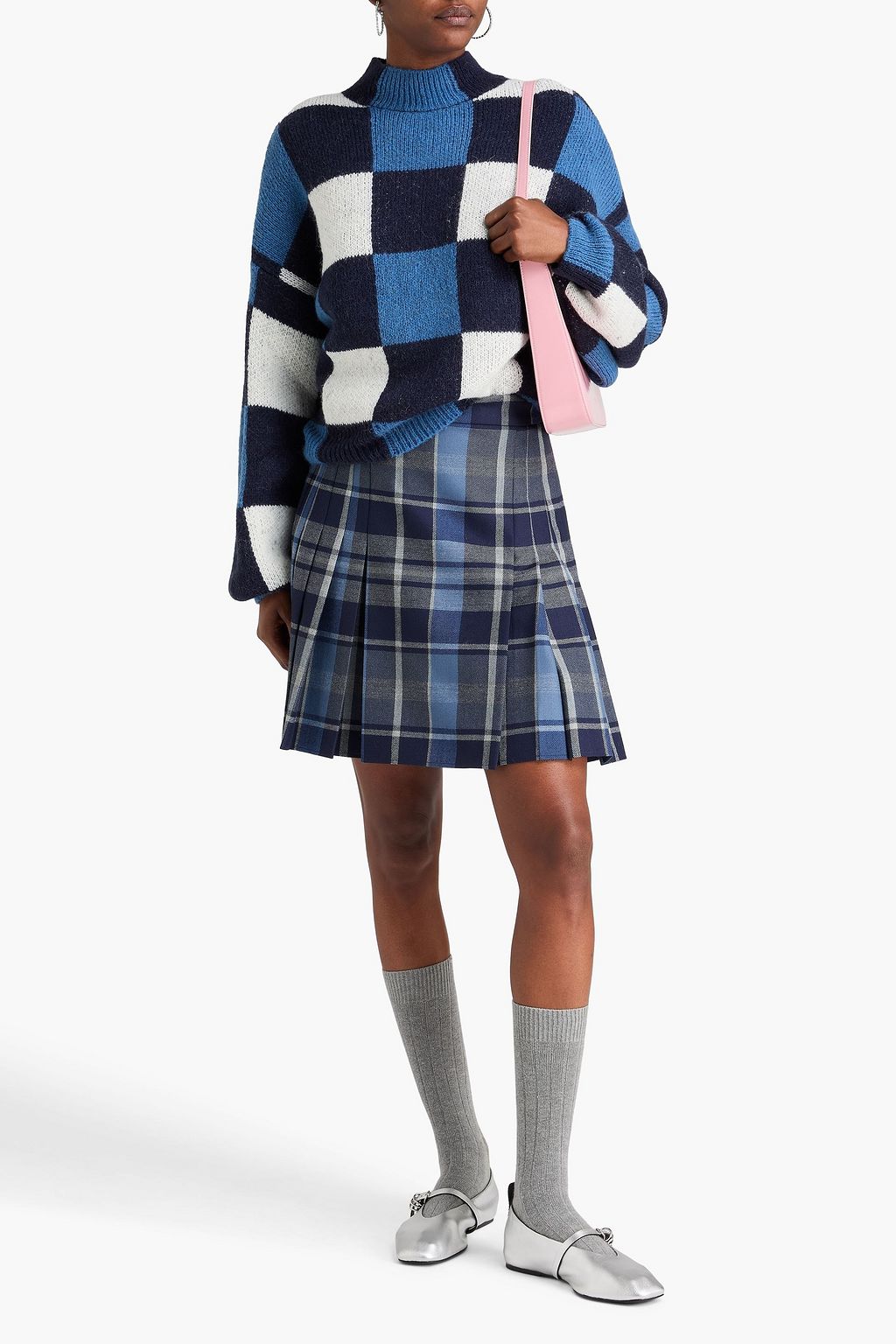 STINE GOYA Checked jacquard-knit turtleneck sweater