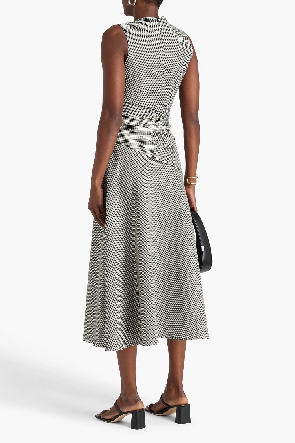 RÓHE فستان متوسط الطول من مزيج الصوف بطبعة مربعات