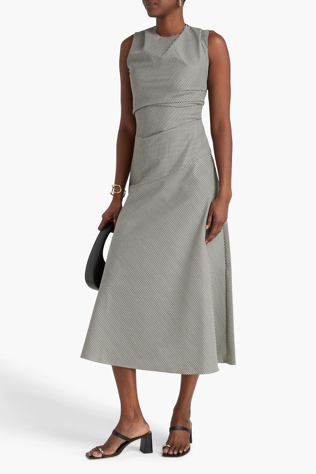 RÓHE فستان متوسط الطول من مزيج الصوف بطبعة مربعات