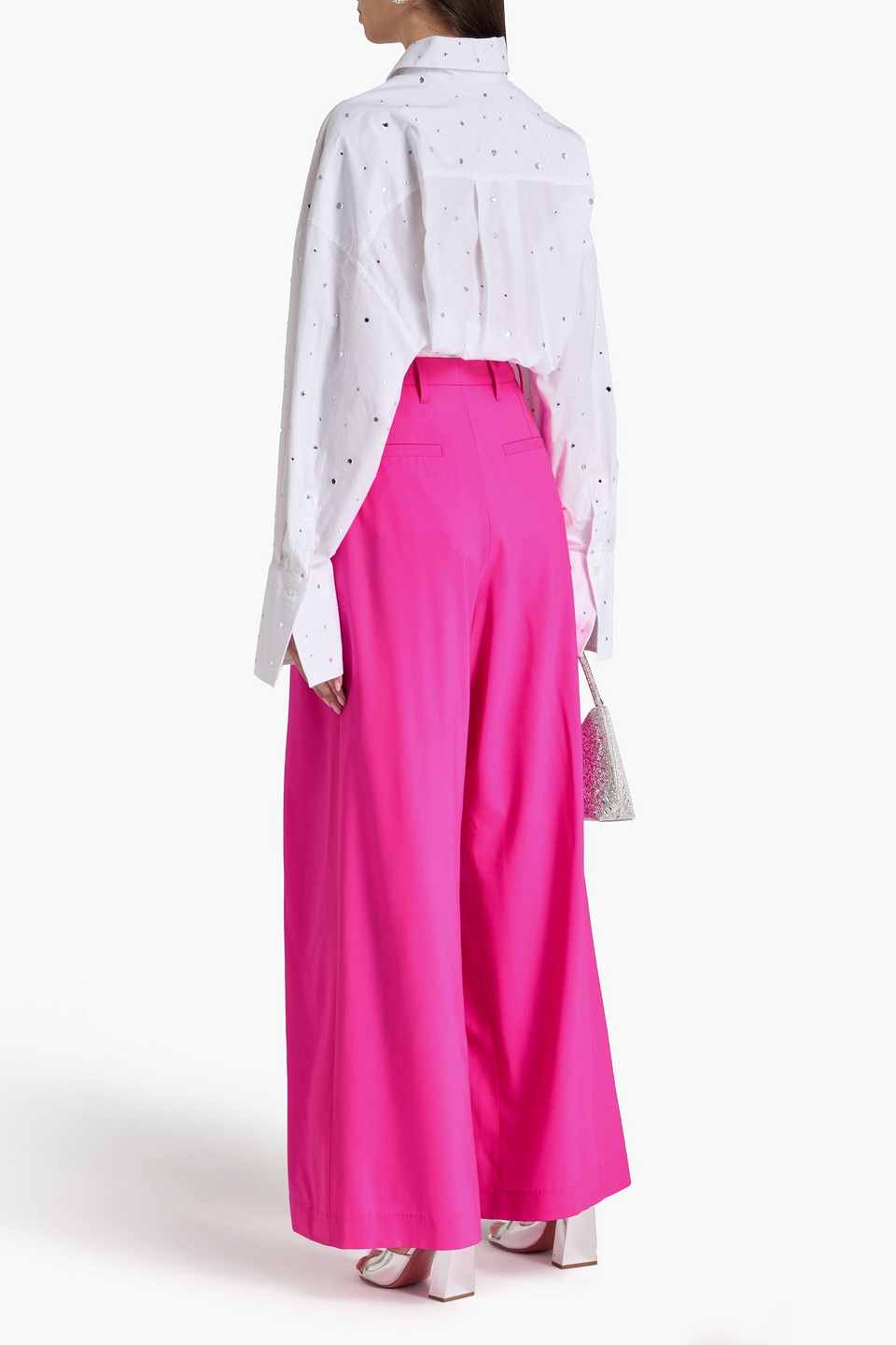  Giuseppe Di Morabito - Hose Mit Weitem Bein Aus Crêpe Aus Einer Wollmischung Mit Falten - Pink - It 38 